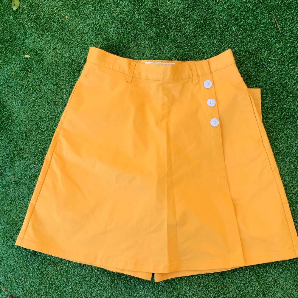 Disney Parks Cast Member Uniform Yellow A-Line Button Front Skort Size 8
